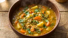 Auch eine fleischlose Suppe kann reichhaltig und aromatisch sein: Es kommt nur auf eine einfache Technik an